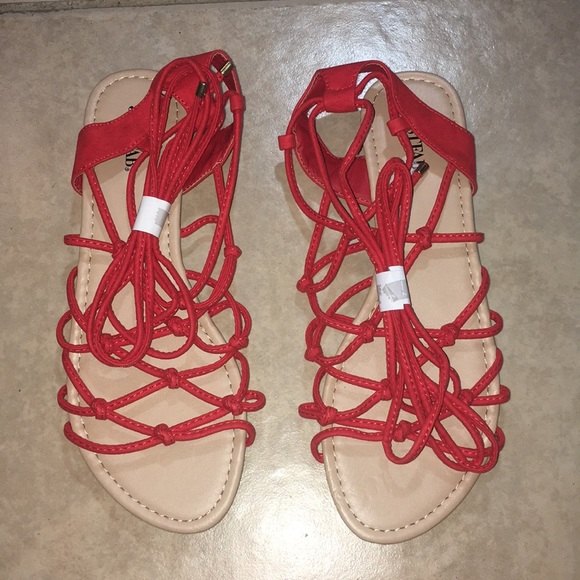 🧡Orange string up sandals🧡 - Picture 5 of 7